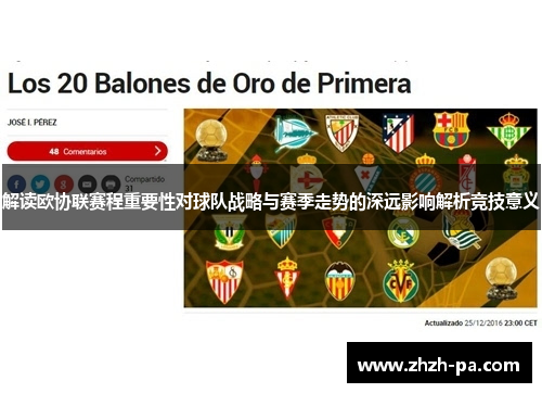解读欧协联赛程重要性对球队战略与赛季走势的深远影响解析竞技意义 解读欧协联赛程重要性对球队战略与赛季走势的深远影响解析竞技意义